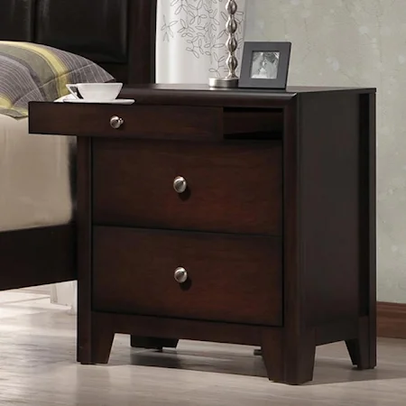 Night Stand with Pull-Out-Drawer and Silver-Colored Knobs